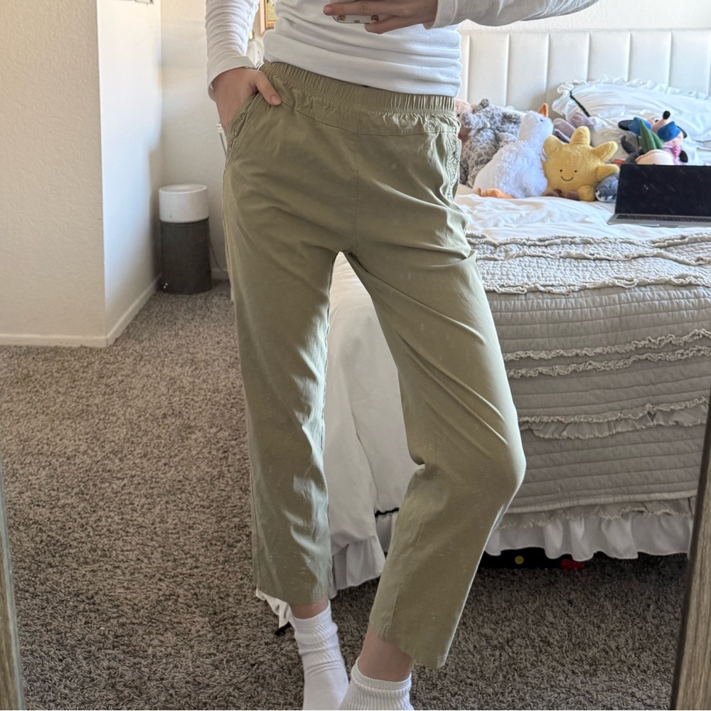Khaki Pants with Embroidery
